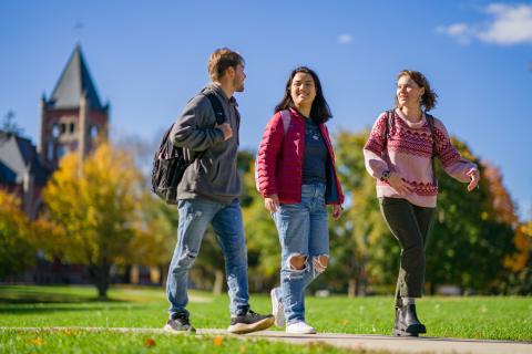 Students Walking Across Campus