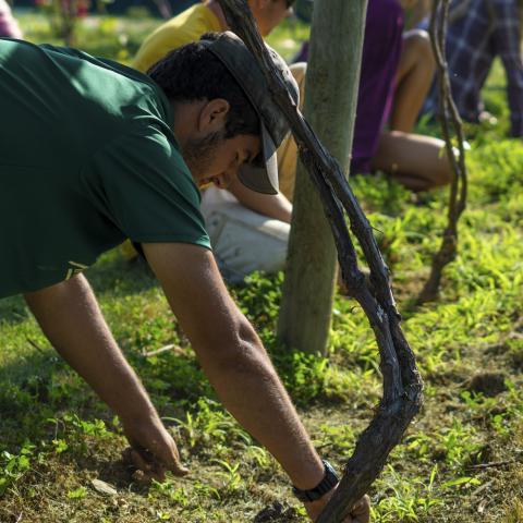 student at UNH Woodman Farm